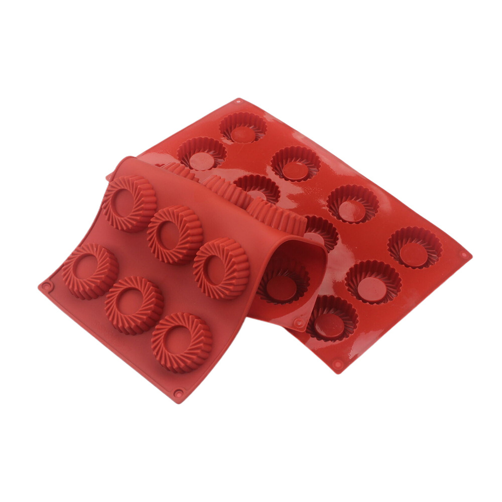 Donut Mold Silicone - แม่พิมพ์เค้กซิลิโคนทรงวงกลม 12 หลุม สำหรับทำมูส ขนมหวาน โดนัท