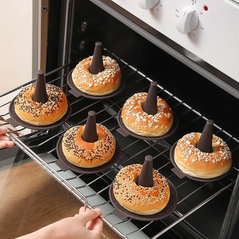 Donut Mold Silicone - 6 ชิ้นเบเกอรี่แม่พิมพ์ขนมปังโดนัทกระทะครัวซิลิโคนรูปทรงกรวยแม่พิมพ์ซิลิโคนแม่พิมพ์ขนมสําหรับเบเกิลและโดนัทเค้กกระทะ