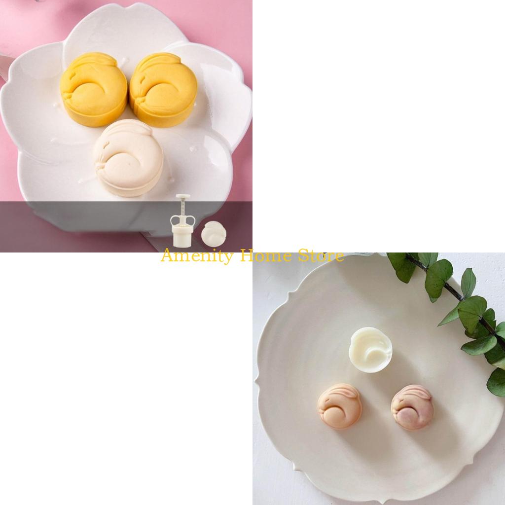 Bunny Cake Mold - F26C Mooncake แม่พิมพ์เทศกาลกลางฤดูใบไม้ร่วงกระต่ายรูปแบบแสตมป์มือกดแม่พิมพ์ DIY Supply