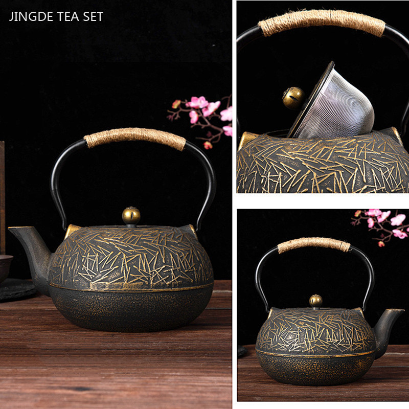 Cast Iron Corn - กาน้ำชาเหล็กหล่อแบบปรับแต่งได้900มล. กาน้ำชาญี่ปุ่นงานฝีมือโบราณกาน้ำชาเหล็กพร้อมที่กรองหน้าจอกาต้มน้ำห้องครัวชุดอุปกรณ์ชา
