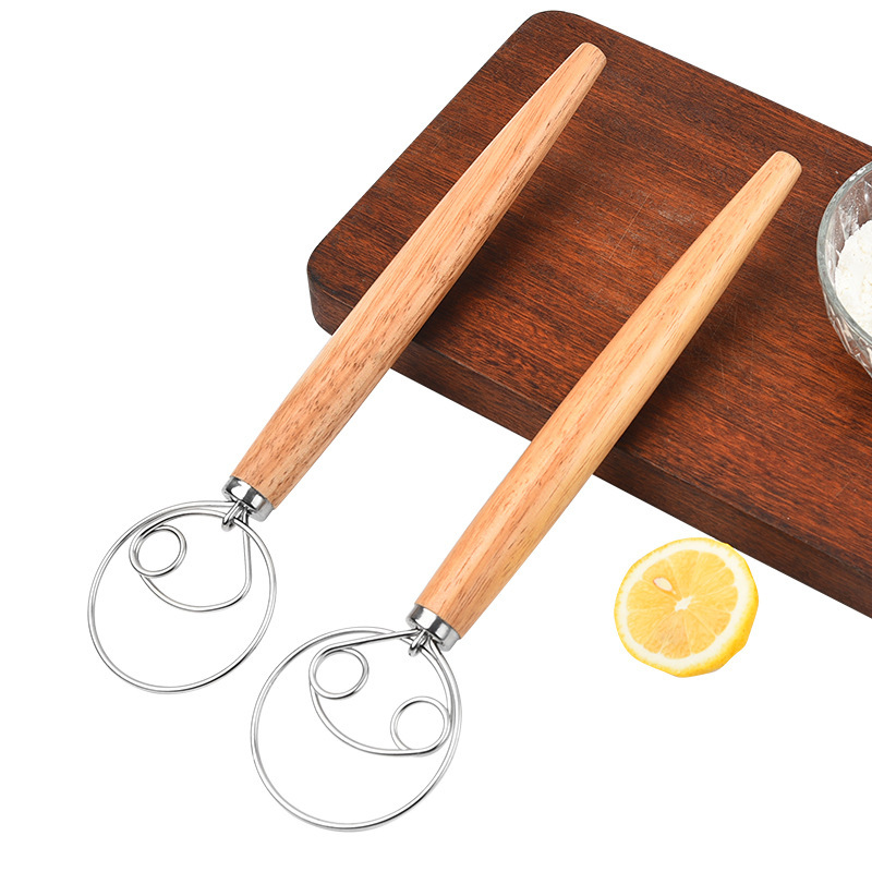 Danish Pancake Pan - เครื่องผสมแป้งด้ามไม้โอ๊ค430 8ชิ้น13นิ้วที่ตีไข่ทำจากสเตนเลสขดลวด