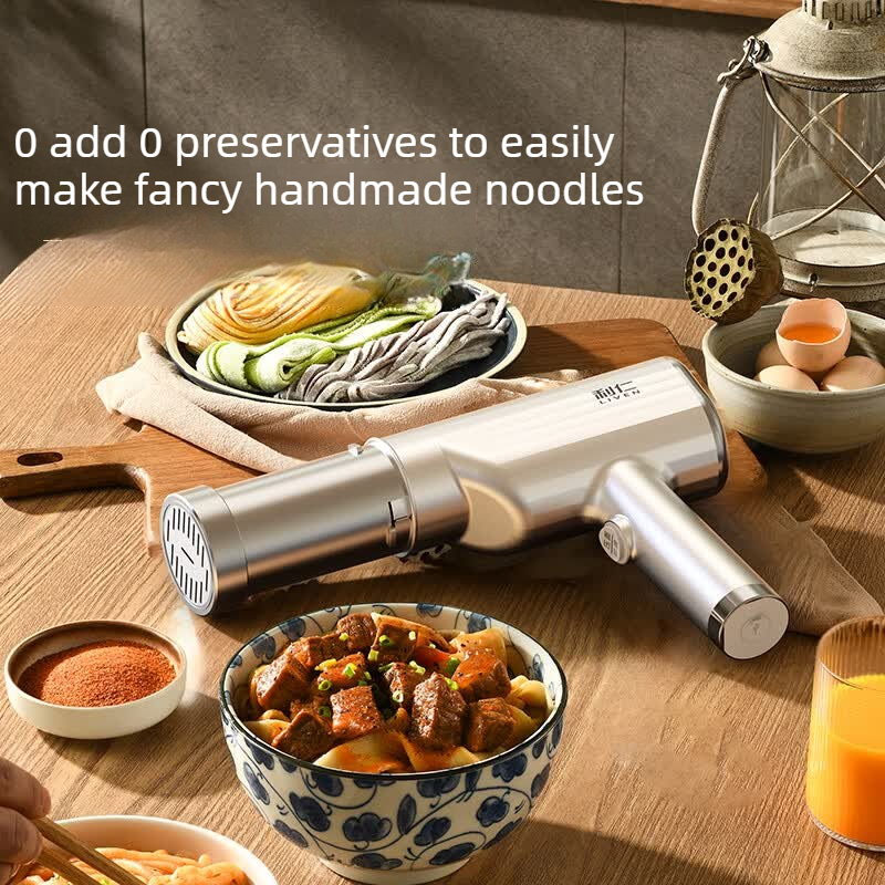 Churros Maker Gun - เครื่องทำพาสต้าแบบมือถือสแตนเลส 304, ปืนกดแป้งแบบไร้สายชาร์จไฟได้, ป้องกันการติดกันของเส้นพาสต้าสำหรับมื้ออาหารครอบครัวที่รวดเร็ว